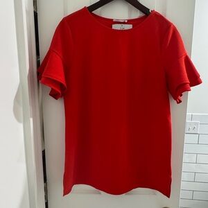 First Love by Lovely. Vibrant Red Ruffle Sleeve Blouse